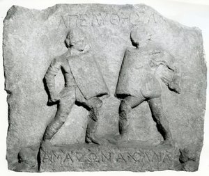 İki kadın Gladyatörü anan Mermer Kabartma, 1.-2. Yüzyıl (kabartma)